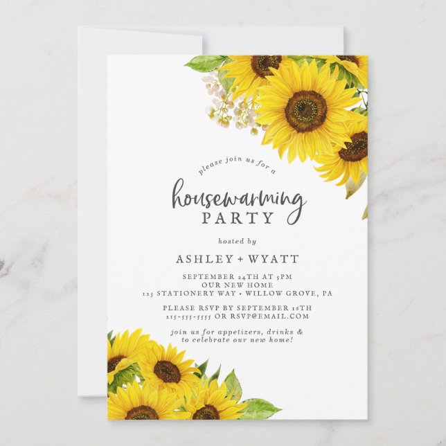Country Sunflower Housewarming Party Invitation (Front)