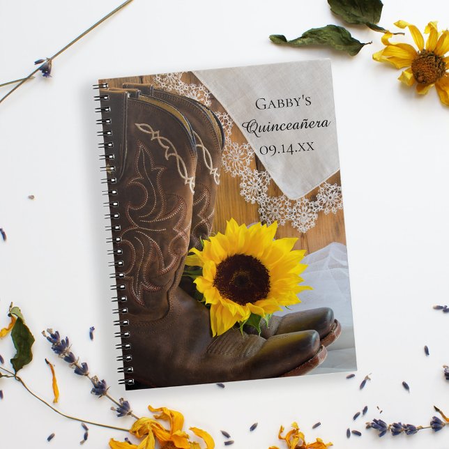 Country Sunflower Lace Western Quinceañera Notebook (Creator Uploaded)
