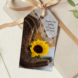 Country Sunflower Lace Western Wedding Favour Tags