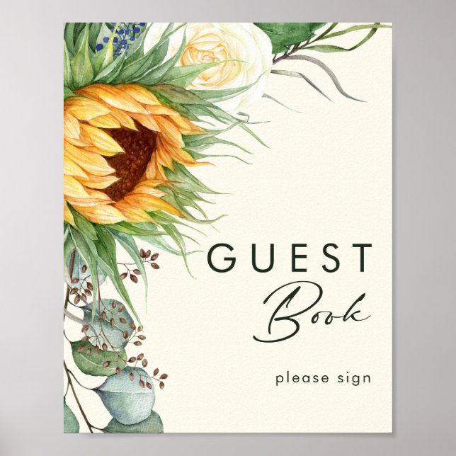 Country Sunflower | Light Yellow Guest Book Sign (Front)
