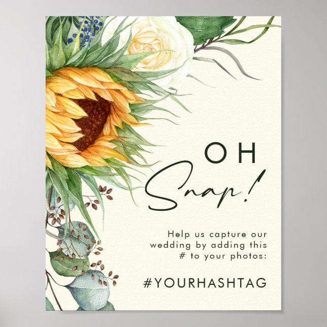 Country Sunflower Light Yellow Oh Snap Hashtag Poster (Front)