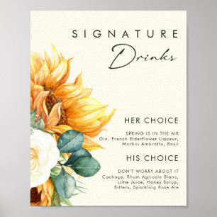 Country Sunflower Light Yellow signature drinks Poster