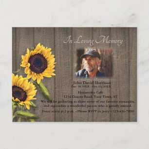 Country Sunflower Memorial Invitation with Photo