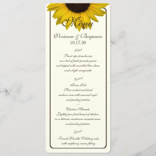 Country Sunflower Menu Card