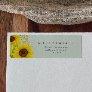 Country Sunflower Mint Return Address Label
