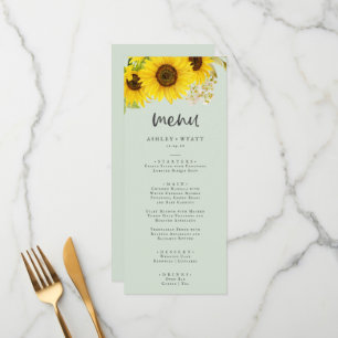 Country Sunflower   Mint Wedding Dinner Menu