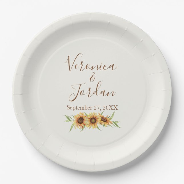 Country Sunflower Paper Plate (Front)