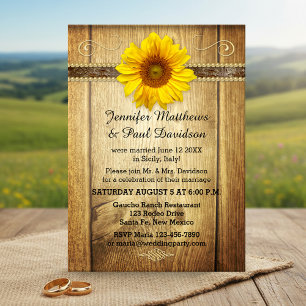 Country Sunflower Post Wedding Party Invitation