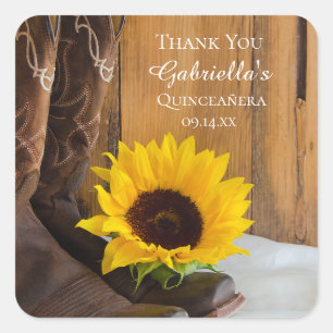 Country Sunflower Quinceañera Thank You Favour Tag