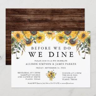 Country Sunflower Rehearsal Dinner Invitation