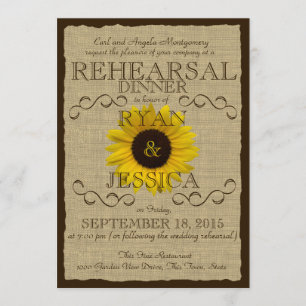 Country Sunflower Rehearsal Dinner Invitation
