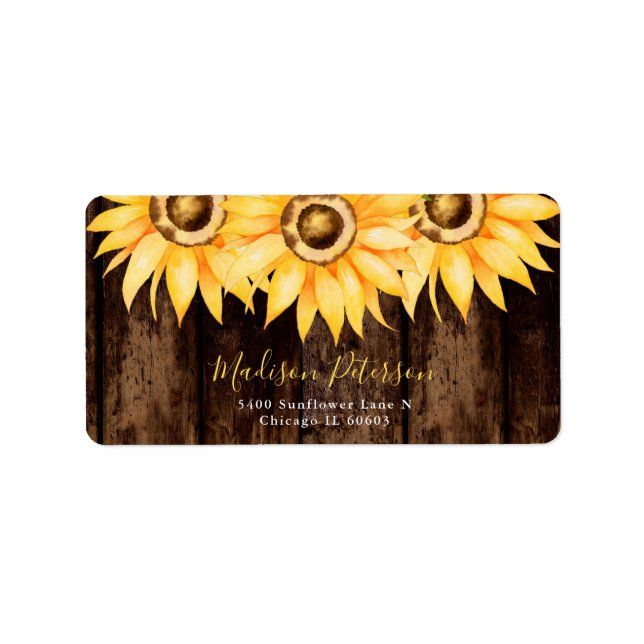 Country Sunflower Return Address Birthday Label (Front)