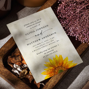 Country sunflower. Rustic floral rehearsal dinner Invitation