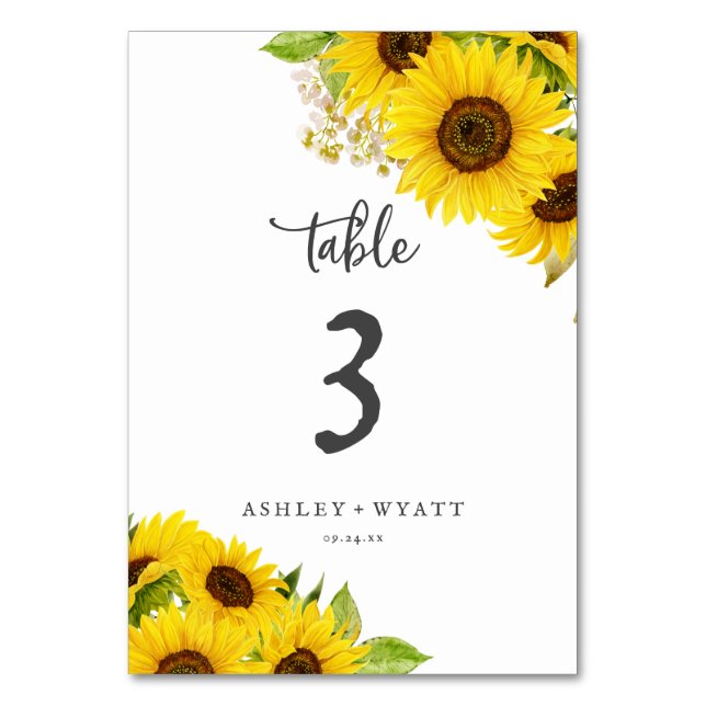 Country Sunflower Table Number (Front)