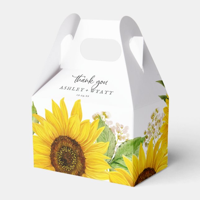 Country Sunflower Thank You Favour Box (Front Side)