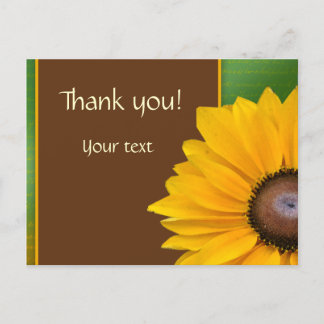 Country Sunflower Thank you Postcard