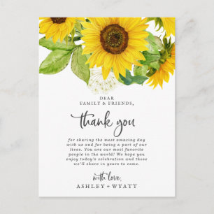 Country Sunflower Thank You Reception Card