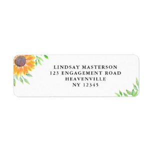 Country Sunflower Watercolor Wedding Address