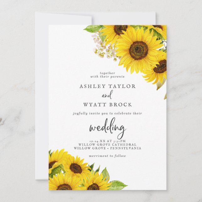 Country Sunflower Wedding Invitation (Front)