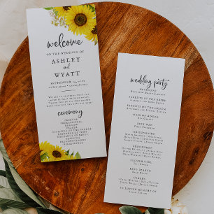 Country Sunflower Wedding Program Programme