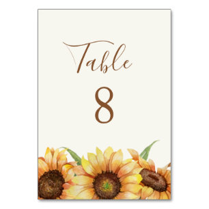 Country Sunflower   Wedding Table Number