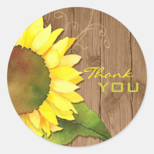Country Sunflower Wedding Thank You Classic Round Sticker