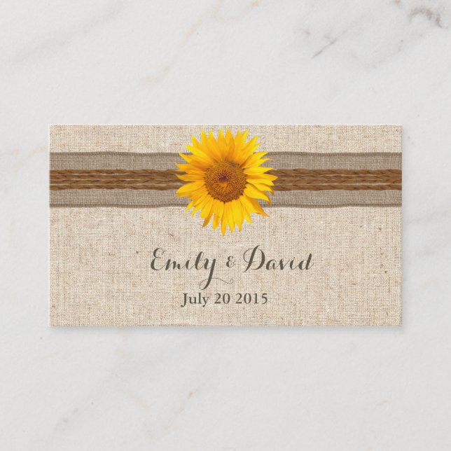 Country Sunflower Wedding Website Insert Card (Front)