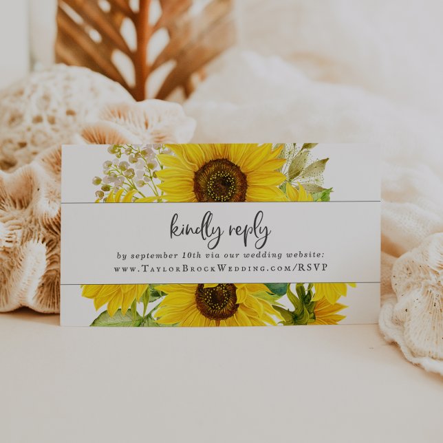 Country Sunflower Wedding Website RSVP Enclosure Card (Creator Uploaded)