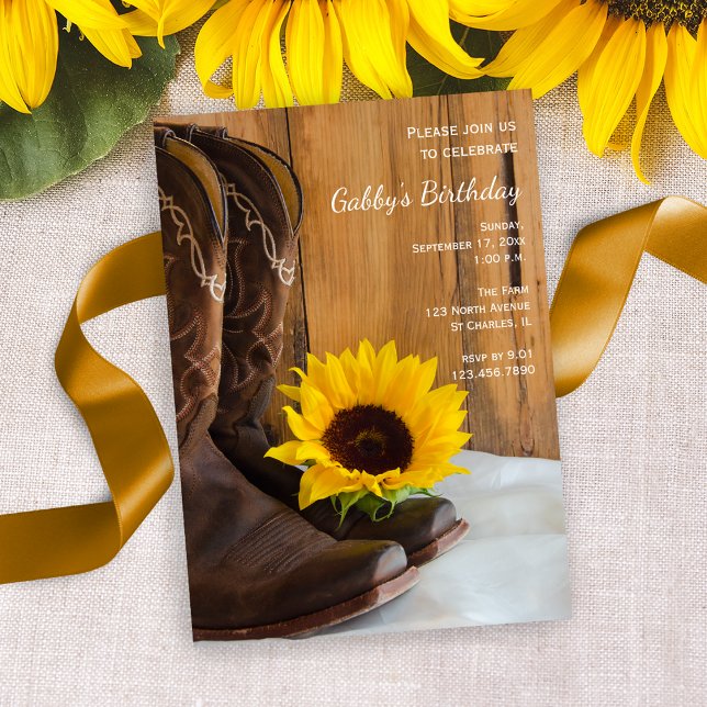 Country Sunflower Western Birthday Barn Party Invitation (Creator Uploaded)