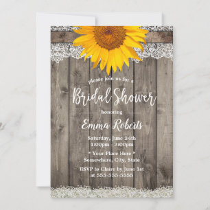 Country Sunflower Western Bridal Shower Invitation