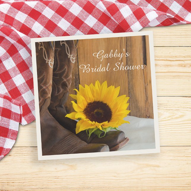 Country Sunflower Western Bridal Shower Napkin (Creator Uploaded)
