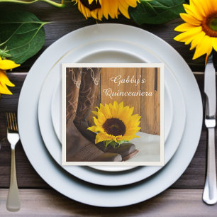 Country Sunflower Western Quinceañera Napkin