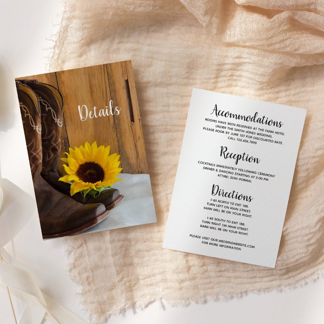 Country Sunflower Western Wedding Details Enclosure Card (Creator Uploaded)