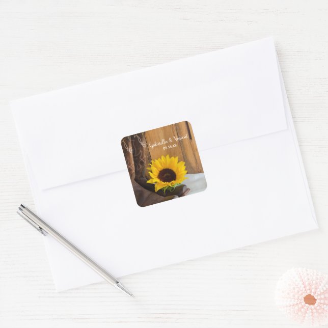 Country Sunflower Western Wedding Envelope Seals (Envelope)