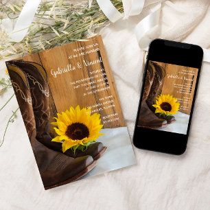 Country Sunflower Western Wedding Invitation