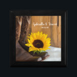 Country Sunflower Western Wedding Keepsake Gift Box<br><div class="desc">A personalised Country Sunflower Western Wedding Gift Box makes a lovely keepsake gift idea for the bride to be or her bridesmaids and bridal party. This casual yet classy custom rustic chic wedding gift box features a quaint floral photograph of brown leather cowboy boots, yellow sunflower blossom and brown barn...</div>