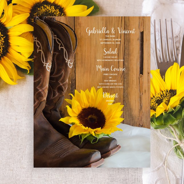 Country Sunflower Western Wedding Menu (Creator Uploaded)