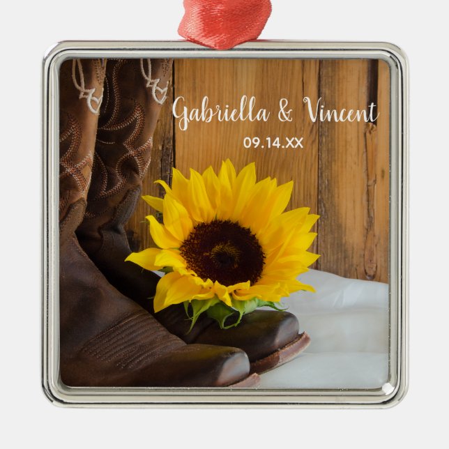 Country Sunflower Western Wedding Metal Tree Decoration (Front)