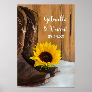 Country Sunflower Western Wedding Poster