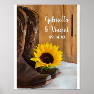 Country Sunflower Western Wedding Poster
