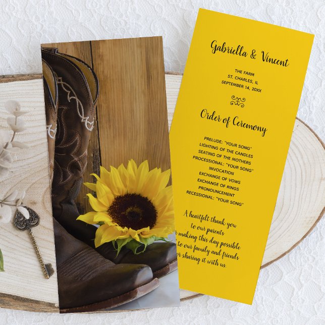 Country Sunflower Western Wedding Program Programme (Creator Uploaded)
