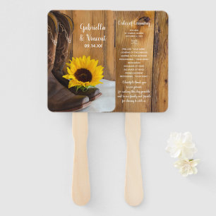 Country Sunflower Western Wedding Programs Hand Fan