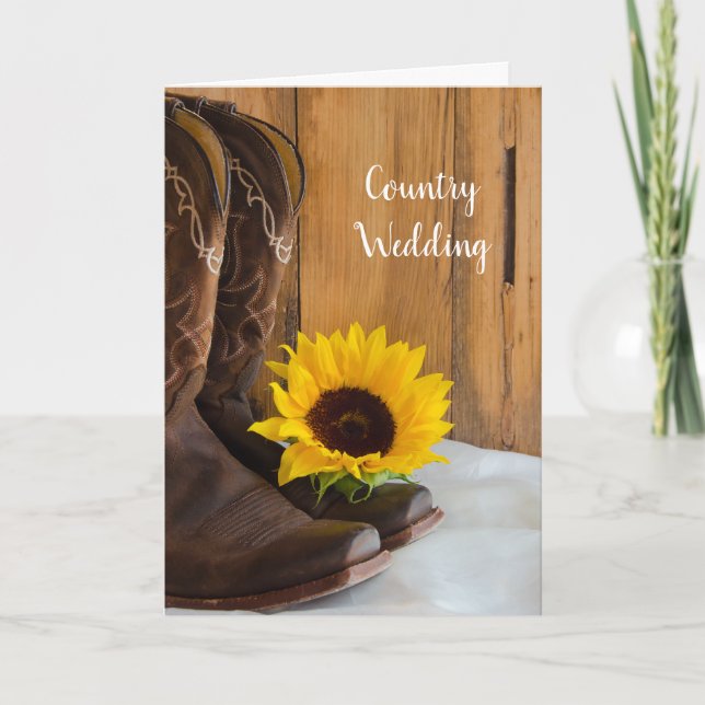 Country Sunflower Western Wedding Save the Date Announcement (Front)