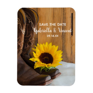 Country Sunflower Western Wedding Save the Date Magnet