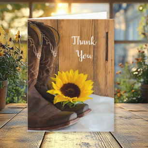 Country Sunflower Western Wedding Thank You Card
