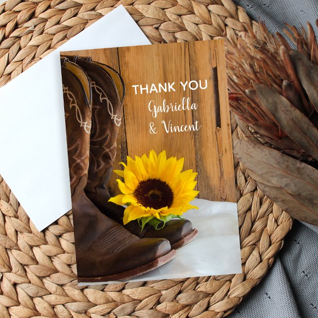 Country Sunflower Western Wedding Thank You Notes (Creator Uploaded)