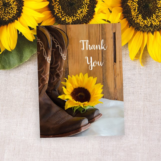 Country Sunflower Western Wedding Thank You Postcard (Creator Uploaded)