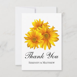 Country Sunflower Yellow Floral Wedding Thank You Card