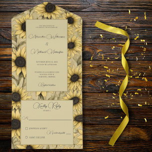 Country Sunflowers All In One Invitation