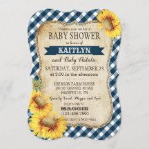 Country Sunflowers and Gingham Check Baby Shower